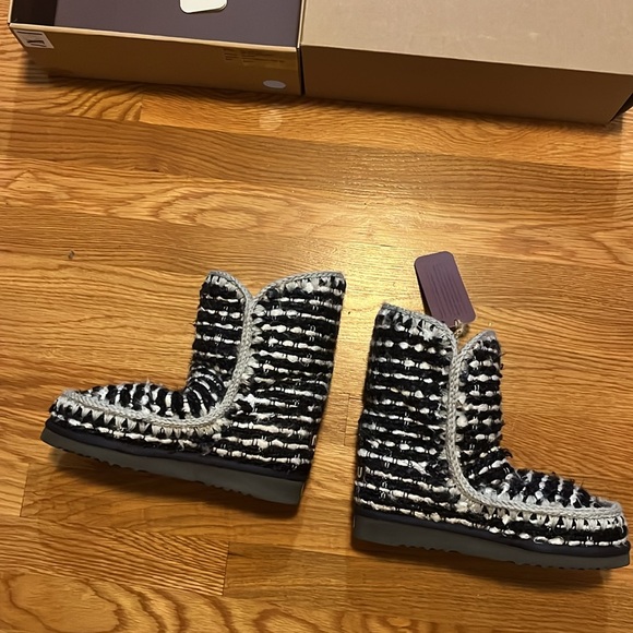 Mou Black and Cream Knitted Winter Boots - Picture 10 of 15